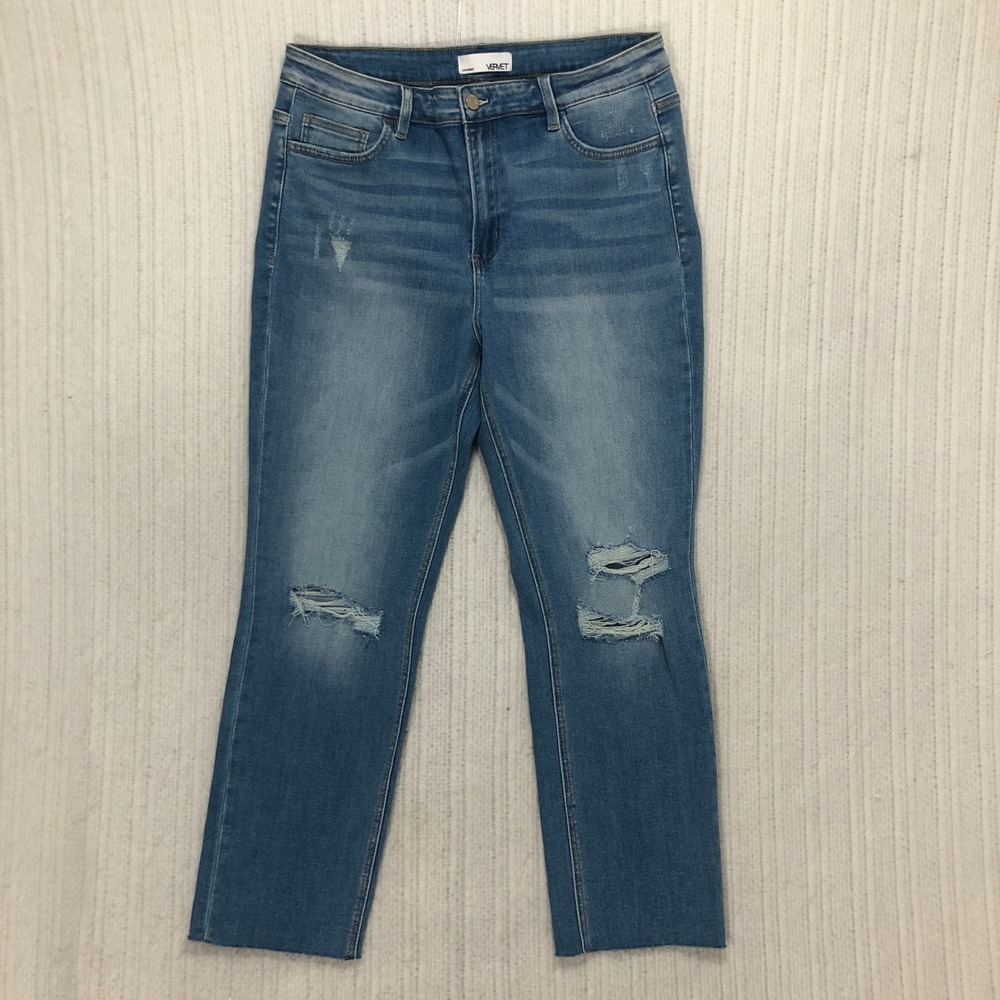 VERVET Denim Jeans High Rise Distressed Straight Leg Blue Size 32